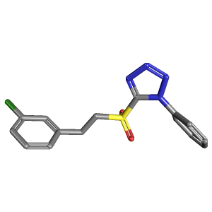 5-((3-氯苯乙基)磺酰基)-1-苯基-1H-四唑,CAS 1174193-87-3,「源叶」C86280383-1g C15H13ClN4O2S_3D图