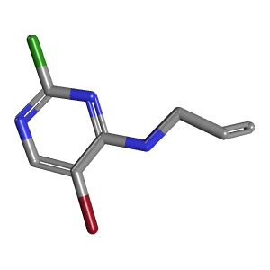 5-溴-2-氯-N-(丙-2-烯-1-基)嘧啶-4-胺,CAS 959799-08-7,「阿拉丁」B86637340-1g C7H7BrClN3_3D图
