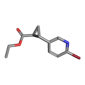 (反式)-2-(6-溴吡啶-3-Yl)环丙烷羧酸乙酯,CAS 1357247-47-2,「阿拉丁」T87120903-1g C11H12BrNO2_3D图