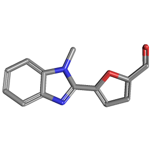 5-(1-甲基-1h-苯并咪唑-2-Yl)-2-糠醛,CAS 83490-13-5,「源叶」M881881-100mg C13H10N2O2_3D图