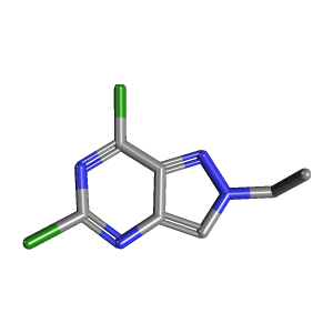 二氯_嘧啶(C7H6Cl2N4),CAS 1823331-38-9,「Fluorochem」D91663870-1g C7H6Cl2N4_3D图
