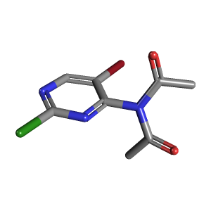 N-乙酰基-N-(5-溴-2-氯嘧啶-4-Yl)乙酰胺,CAS 1630906-79-4,「源叶」N91800989-1g C8H7BrClN3O2_3D图