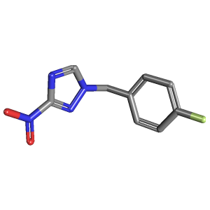 硝基_三唑(C9H7FN4O2),CAS 675130-87-7,「Fluorochem」F973665-1g C9H7FN4O2_3D图