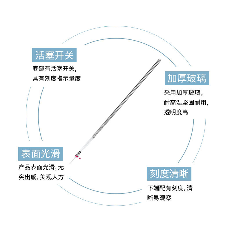 透明硼硅盐酸玻璃滴定管特点