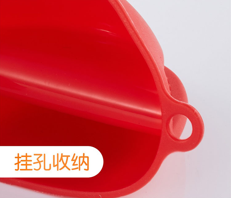 红色硅胶隔热手套夹带防滑纹路1
